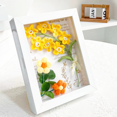 Bouquet Photo Frame, Knitted Forget-me-not Home Decoration Gift