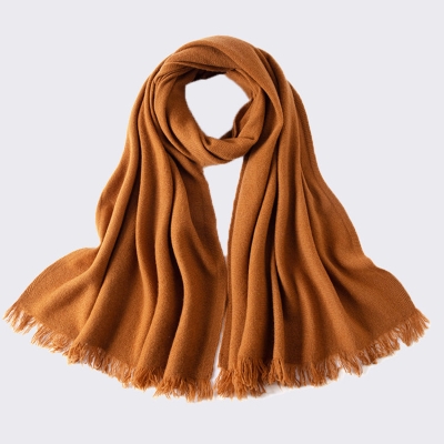 100% Pure Wool Solid Color Warm Knitted Winter Scarf Unisex Tassel Scarf