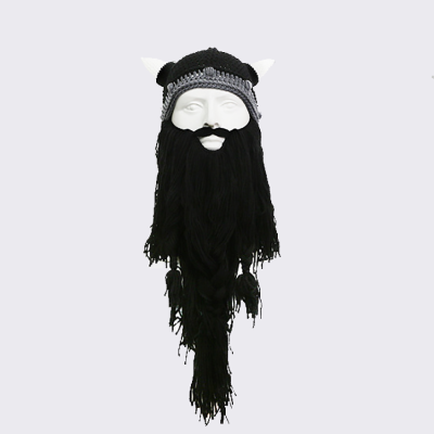 Viking Beard Hats Knitted Beanie Hat Wig Winter Warm Funny Knit Hat Beard Facemask