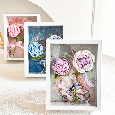 Photo Frame Bouquet, Knitted Rose Home Decoration Gift