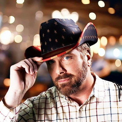 Classic USA American Flag Cowboy Hat Vintage Western Cowgirl Hat with Star-Studded Band