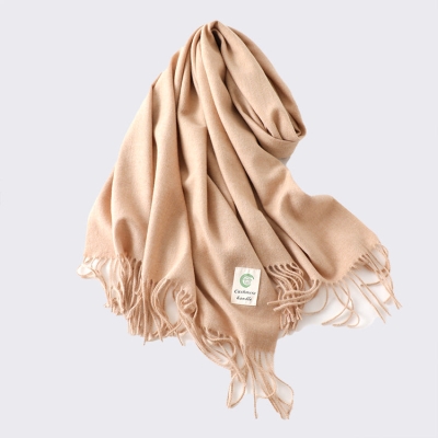   Unisex Cashmere Scarf, Solid Color Tassel Thickened Shawl