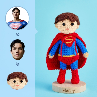 Custom Face Crochet Doll Personalized Gifts Handwoven Mini Dolls - Superman