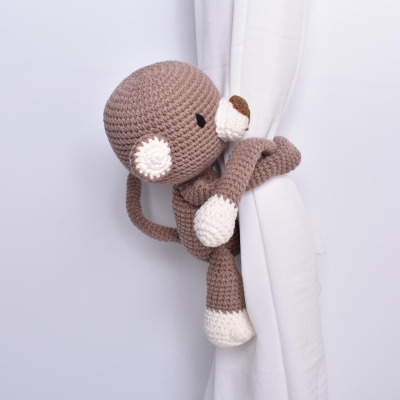 Monkey Curtain Holder Crochet Animal Handmade Amigurumi Stuffed Toy Doll