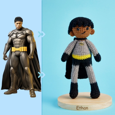 Full Body Customizable 1 Person Custom Crochet Doll Personalized Handwoven Mini Dolls Gifts - Batman