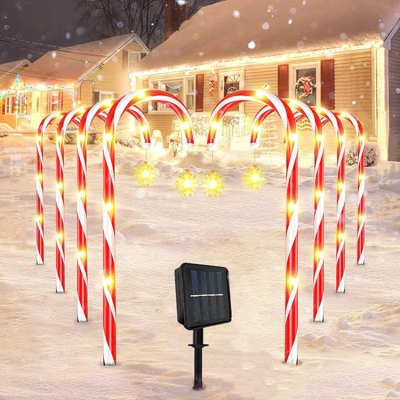 8-Pack Candy Cane LED Outdoor Lights, 8 Mode Lighting Solar, Christmas Path Markers, Indoor and Outdoor Christmas Stake Lights