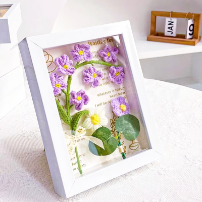 Bouquet Photo Frame, Knitted Forget-me-not Home Decoration Gift