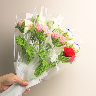 Crochet Carnation, Knitted Artificial Flowers for Gift Wedding Bouquet Anniversary
