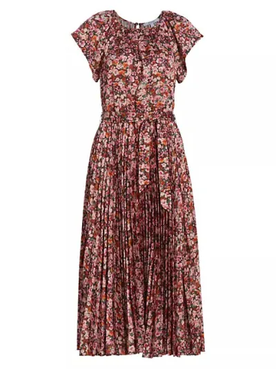 Demetria Flutter Sleeve Midi Dress in Burgundy
