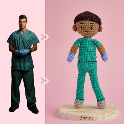 Full Body Customizable 1 Person Custom Crochet Doll Personalized Gifts Handwoven Mini Dolls - Scrubs