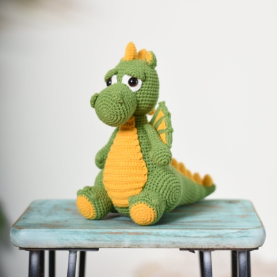 Drake Dragon Amigurumi Stuffed Toy - Green Dragon Crochet Handmade- Gift For Kid