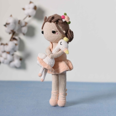 Crochet Amigurumi Ballerina Doll & Her Little Swan, Ballet, Handmade Doll