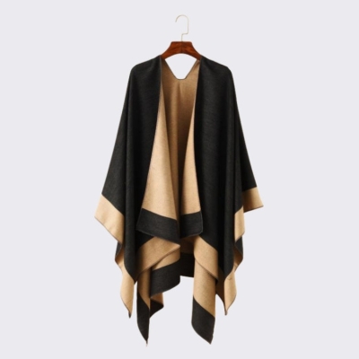   Imitation Cashmere Poncho Open Front Cape Solid Reversible Shawl Wrap Ruana