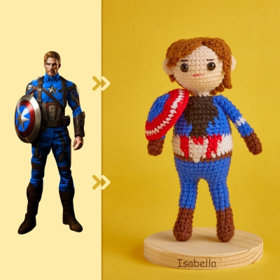 Full Body Customizable 1 Person Custom Crochet Doll Personalized Gifts Handwoven Mini Dolls - Captain America