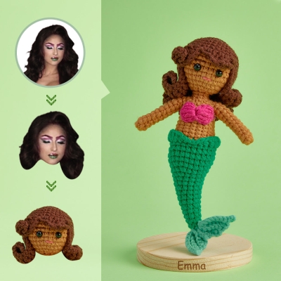 Custom Face Crochet Doll Personalized Gifts Handwoven Mini Dolls - Mermaid