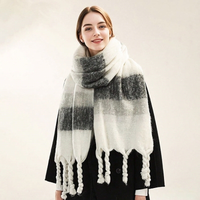   Imitation Cashmere Women's Scarf, Gradient Color Matching Thickened Scarf, Warm And Thickened Shawl