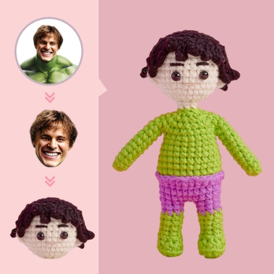 Custom Face Crochet Doll Personalized  Handwoven Mini Dolls Gifts - Hulk