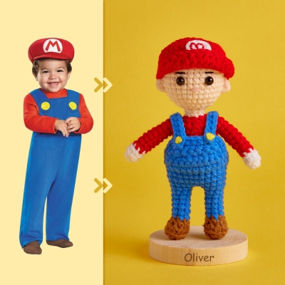 Full Body Customizable 1 Person Custom Crochet Doll Personalized Gifts Handwoven Mini Dolls - Mario
