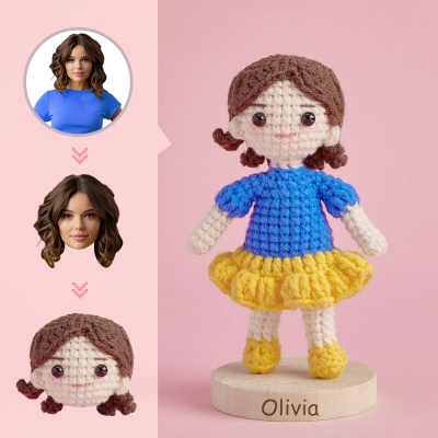 Custom Face Crochet Doll Personalized Gifts Handwoven Mini Dolls - Snow White