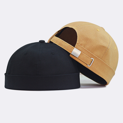   Oversize Brimless Hats, Rolled Cuff Skull Cap, Adjustable Sailor Docker Cap, No Visor Harbour Hat
