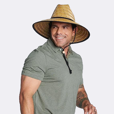   Lifeguard Straw Hat UV Protection Breathable Packable Beach Summer Hats for Men Women