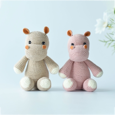 Little Hippo Crochet Animal Handmade Amigurumi Stuffed Toy Doll High Quality