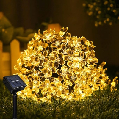   Solar Cherry Blossom String Lights, 8 Modes LED Lights for Outdoor Party Holiday Decoration