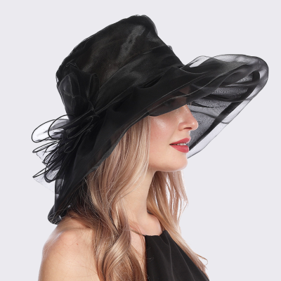   Women Organza Flower Hat Kentucky Derby Fascinator Lady Cocktail Tea Party Church Wedding Bridal Hat