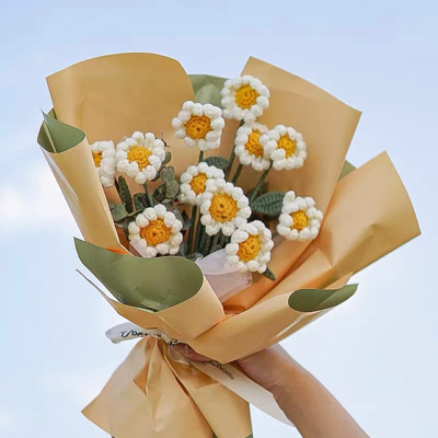   Crochet Daisy,  s Bouquet, Handmade Knitted Flowers, Gift For Her