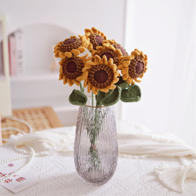 Single Crochet Sunflower Handmade Knitted Preserved Flower Bouquet