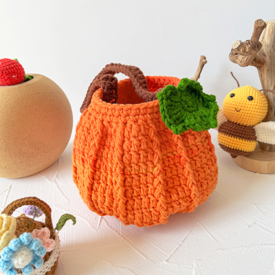 Handmade Crochet Pumpkin Bag, Cute Knitted Purse, Funny Crochet Bag