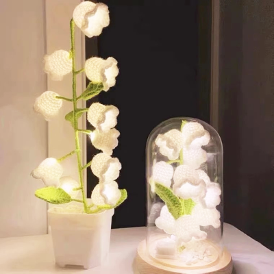   Fairy Lily of the Valley Night Lamp Handmade a Branch of Bell Orchid Potted Artificial Flora