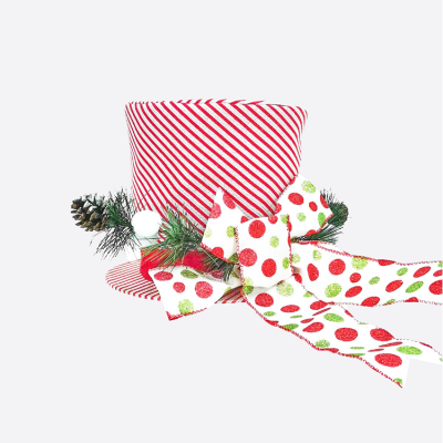   Christmas Tree Topper Hat Red Bow Extended Ribbon Xmas Tree Ornament for Winter Holiday Decor