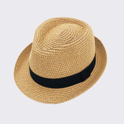   Parent child Unisex Summer Panama Straw Fedora Hat Short Brim Roll Up Beach Sun Cap
