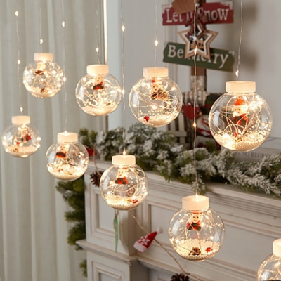   10 Christmas Balls LED Wishing Ball Lights Curtain String Lights Window Christmas Tree Decoration Warm White Light
