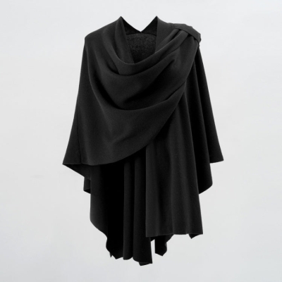 Cross Front Cape Sweater For Women, Knit Elegant Poncho Ruana Solid Color Shawl Wrap