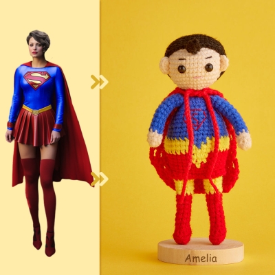 Full Body Customizable 1 Person Custom Crochet Doll Personalized Gifts Handwoven Mini Dolls - Supergirl