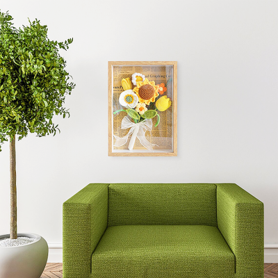 Knitted Sunflower Bouquet Photo Frame, Crochet Calla Lily Home Decoration Gift