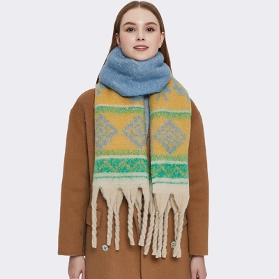 New Autumn And Winter Imitation Mohair Jacquard Thick Beard Scarf/Shawl With Various Combinations