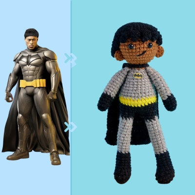 Full Body Customizable 1 Person Custom Crochet Doll Personalized Handwoven Mini Dolls Gifts - Batman