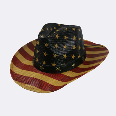 Classic USA American Flag Cowboy Hat Vintage Western Cowgirl Hat with Star-Studded Band