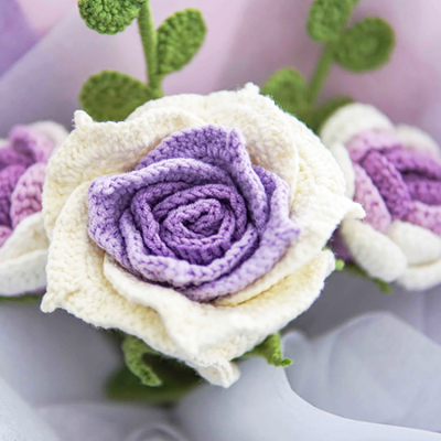 Handmade Crochet Artificial Flora, Knitted Rose Flowers Bouquet Gift for Her