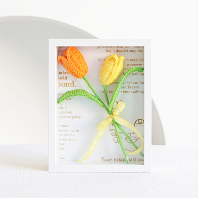 Knitted Tulip Bouquet Photo Frame, Home Decoration Gift
