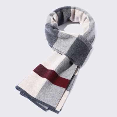   Men's Wool Classic Plaid Scarf Autumn and Winter Fashionable and Versatile