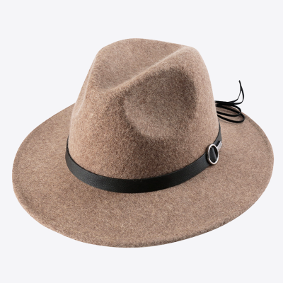   Wool Wide Brim Fedora Hat with Leather Buckle Band Women Lady Retro Wide Brim Floppy Panama Hat