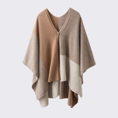   Classic Travel Cashmere Wrap Shawl,Knit Colorblock Cashmere Poncho Sweater