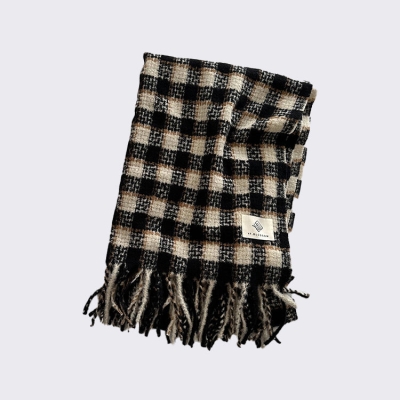 Autumn And Winter Small Square Contrast Plaid Soft Scarf To Prevent Cold And Wear Shawl