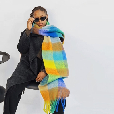  Oversized Mohair Scarf Autumn And Winter Versatile Thickened Warm Solid Color Shawl