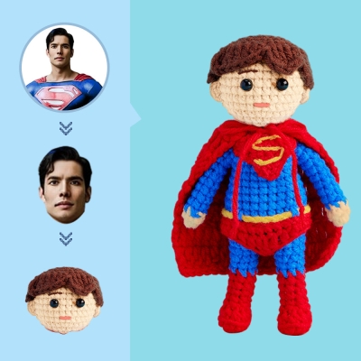 Custom Face Crochet Doll Personalized Gifts Handwoven Mini Dolls - Superman