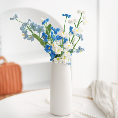 CrochhFlower Forget-Me-Not Handmade Crocheted Flowers  Knitted Cotton Yarn Crochet Bouquet
